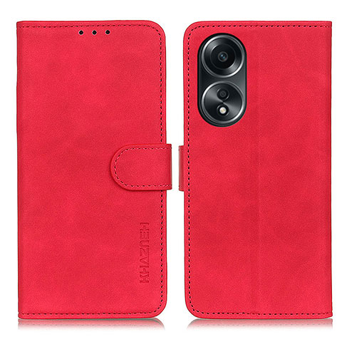 Funda de Cuero Cartera con Soporte Carcasa K03Z para Oppo A38 Rojo