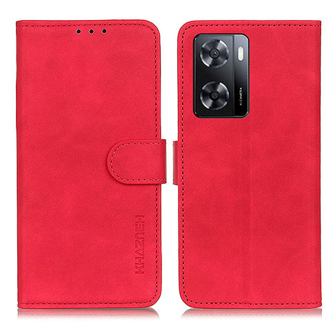 Funda de Cuero Cartera con Soporte Carcasa K03Z para Oppo A77 4G Rojo