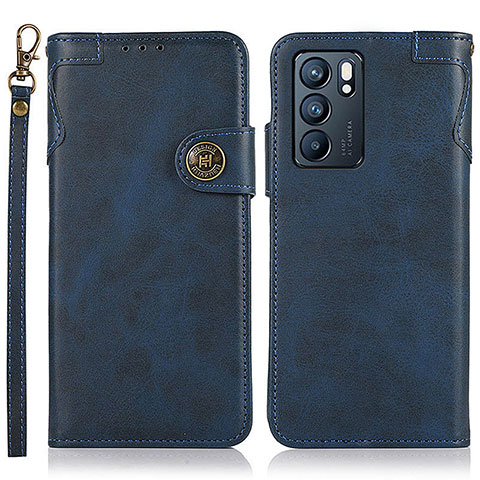 Funda de Cuero Cartera con Soporte Carcasa K03Z para Oppo Reno6 5G Azul