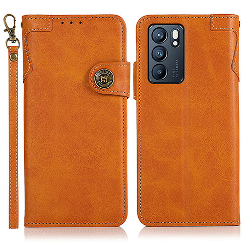 Funda de Cuero Cartera con Soporte Carcasa K03Z para Oppo Reno6 5G Marron