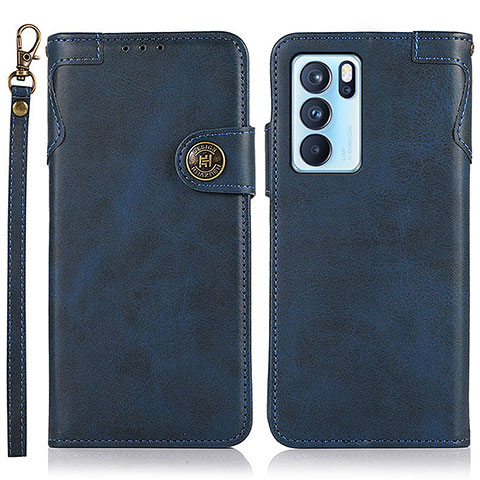 Funda de Cuero Cartera con Soporte Carcasa K03Z para Oppo Reno6 Pro 5G India Azul