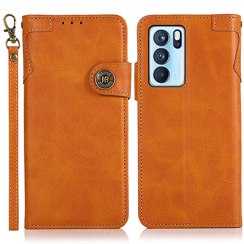 Funda de Cuero Cartera con Soporte Carcasa K03Z para Oppo Reno6 Pro 5G India Marron