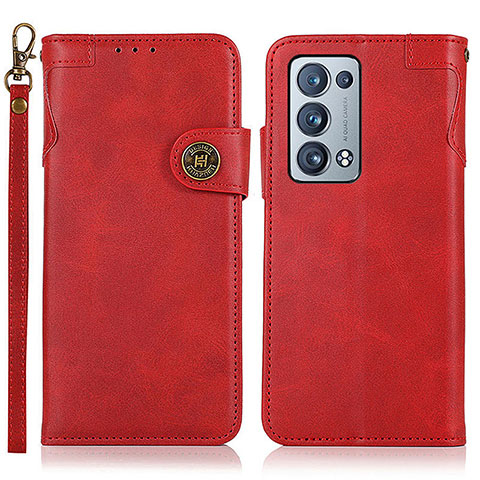 Funda de Cuero Cartera con Soporte Carcasa K03Z para Oppo Reno6 Pro+ Plus 5G Rojo