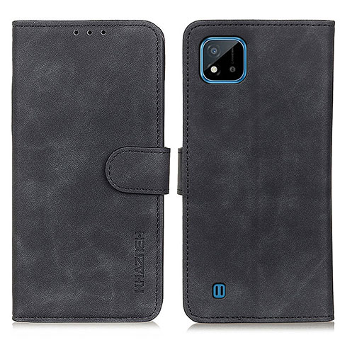 Funda de Cuero Cartera con Soporte Carcasa K03Z para Realme C20 Negro