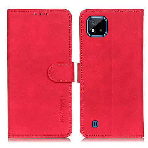 Funda de Cuero Cartera con Soporte Carcasa K03Z para Realme C20A Rojo