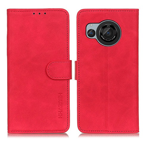 Funda de Cuero Cartera con Soporte Carcasa K03Z para Sharp Aquos R8 Rojo