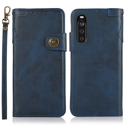 Funda de Cuero Cartera con Soporte Carcasa K03Z para Sony Xperia 10 III Azul