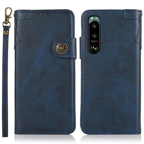 Funda de Cuero Cartera con Soporte Carcasa K03Z para Sony Xperia 5 III Azul