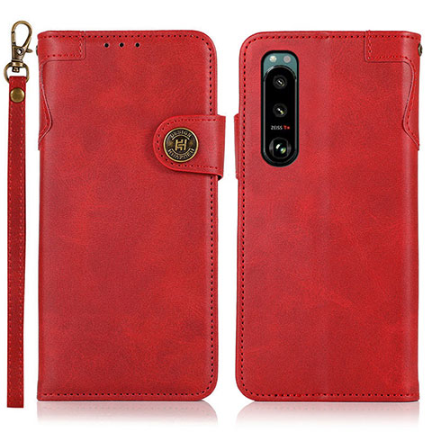 Funda de Cuero Cartera con Soporte Carcasa K03Z para Sony Xperia 5 III Rojo