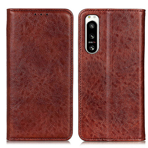 Funda de Cuero Cartera con Soporte Carcasa K03Z para Sony Xperia 5 IV Marron