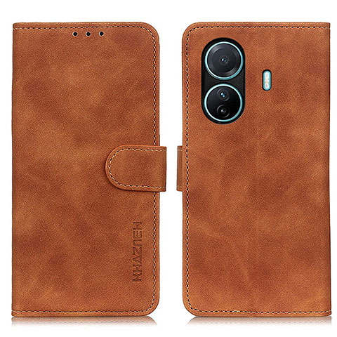 Funda de Cuero Cartera con Soporte Carcasa K03Z para Vivo T1 Pro 5G Marron