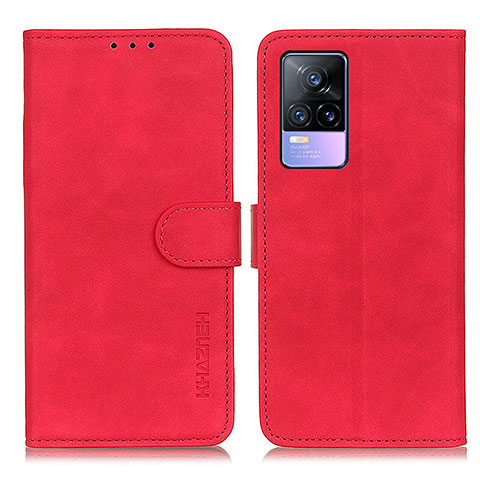 Funda de Cuero Cartera con Soporte Carcasa K03Z para Vivo V21e 4G Rojo