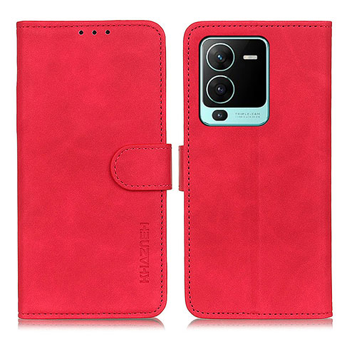 Funda de Cuero Cartera con Soporte Carcasa K03Z para Vivo V25 Pro 5G Rojo