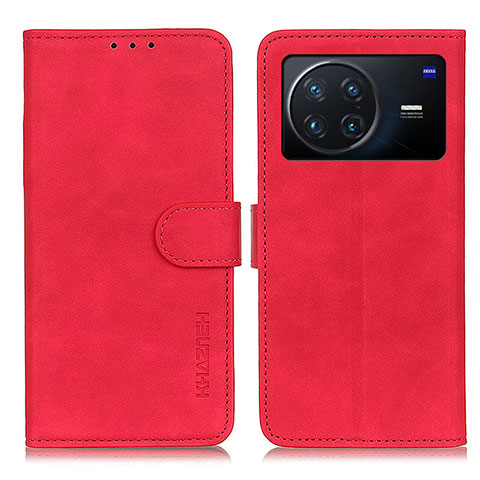 Funda de Cuero Cartera con Soporte Carcasa K03Z para Vivo X Note Rojo