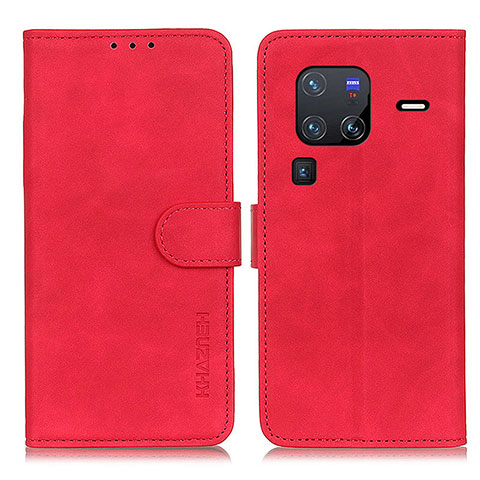 Funda de Cuero Cartera con Soporte Carcasa K03Z para Vivo X80 Pro 5G Rojo