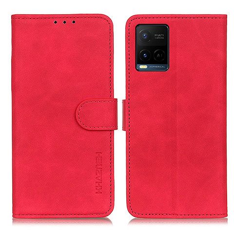 Funda de Cuero Cartera con Soporte Carcasa K03Z para Vivo Y21a Rojo