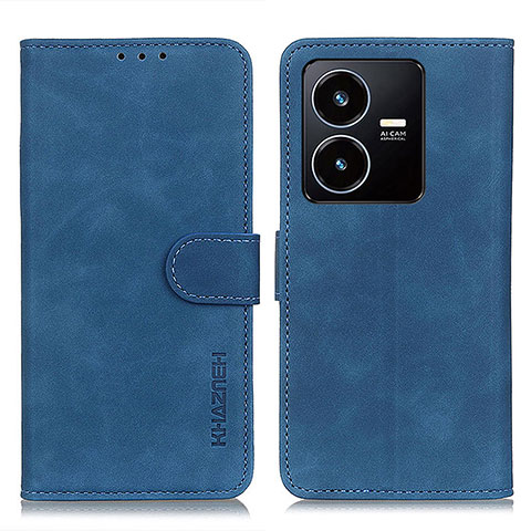 Funda de Cuero Cartera con Soporte Carcasa K03Z para Vivo Y22 Azul