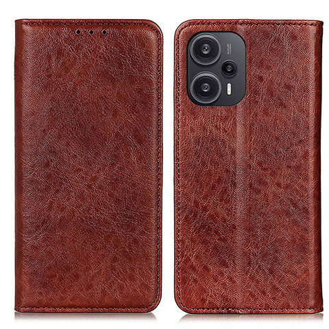 Funda de Cuero Cartera con Soporte Carcasa K03Z para Xiaomi Poco F5 5G Marron