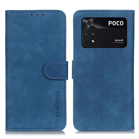 Funda de Cuero Cartera con Soporte Carcasa K03Z para Xiaomi Poco M4 Pro 4G Azul