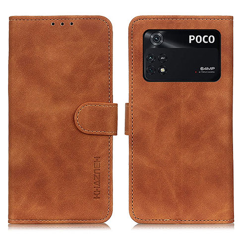 Funda de Cuero Cartera con Soporte Carcasa K03Z para Xiaomi Poco M4 Pro 4G Marron