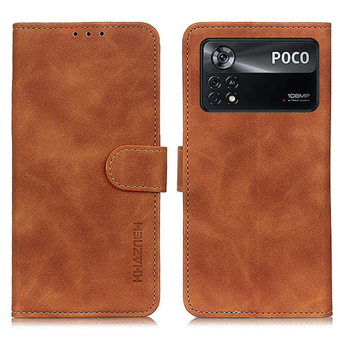 Funda de Cuero Cartera con Soporte Carcasa K03Z para Xiaomi Poco X4 Pro 5G Marron