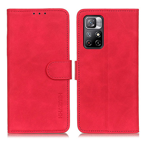 Funda de Cuero Cartera con Soporte Carcasa K03Z para Xiaomi Redmi Note 11 5G Rojo