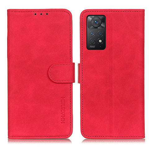 Funda de Cuero Cartera con Soporte Carcasa K03Z para Xiaomi Redmi Note 11 Pro 5G Rojo