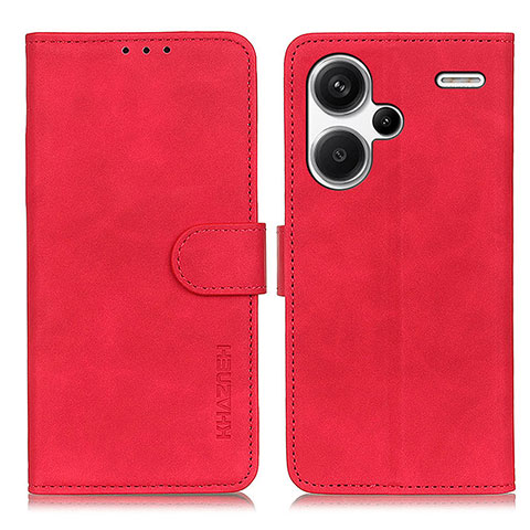 Funda de Cuero Cartera con Soporte Carcasa K03Z para Xiaomi Redmi Note 13 Pro+ Plus 5G Rojo