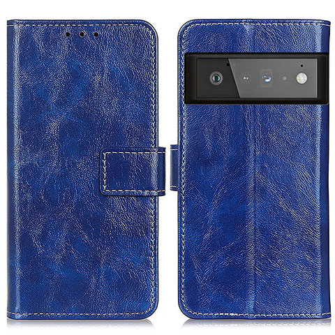 Funda de Cuero Cartera con Soporte Carcasa K04Z para Google Pixel 6 Pro 5G Azul