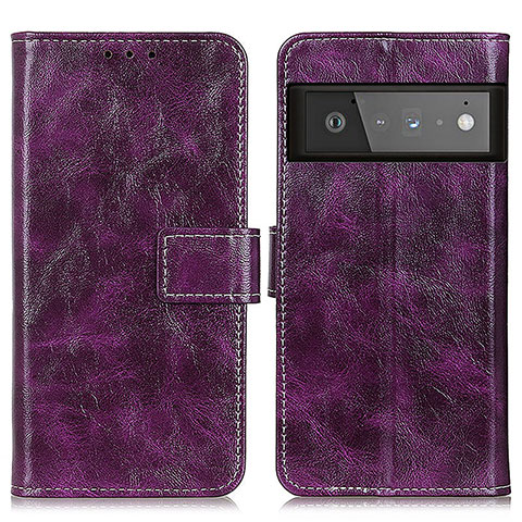 Funda de Cuero Cartera con Soporte Carcasa K04Z para Google Pixel 6 Pro 5G Morado