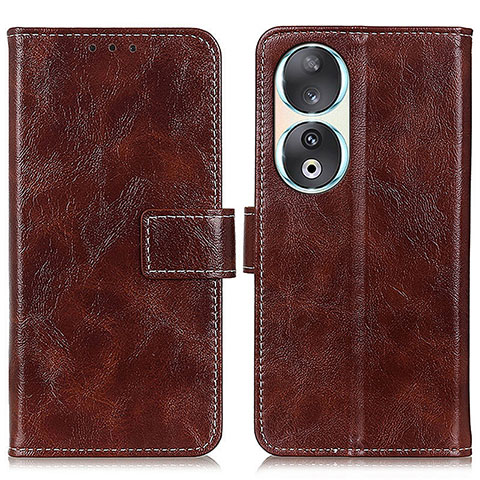 Funda de Cuero Cartera con Soporte Carcasa K04Z para Huawei Honor 90 5G Marron