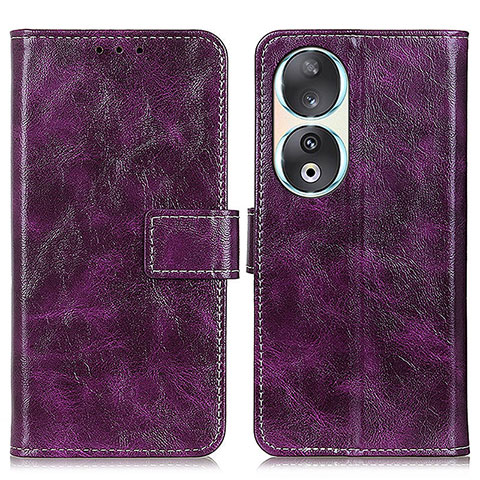 Funda de Cuero Cartera con Soporte Carcasa K04Z para Huawei Honor 90 5G Morado