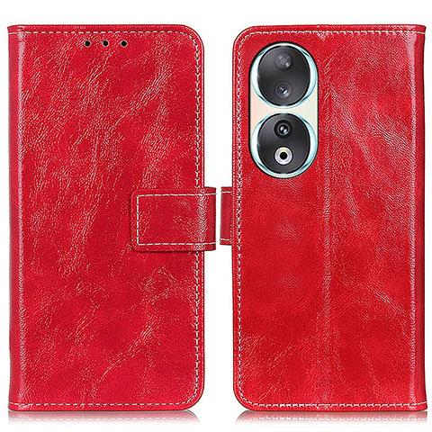 Funda de Cuero Cartera con Soporte Carcasa K04Z para Huawei Honor 90 5G Rojo