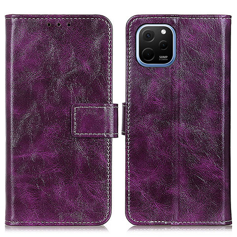 Funda de Cuero Cartera con Soporte Carcasa K04Z para Huawei Nova Y61 Morado