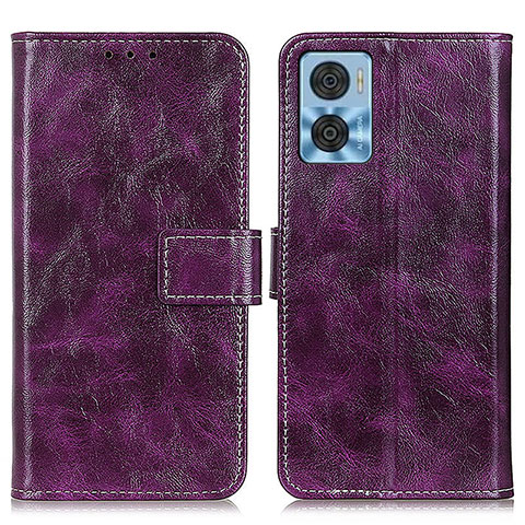 Funda de Cuero Cartera con Soporte Carcasa K04Z para Motorola Moto E22 Morado