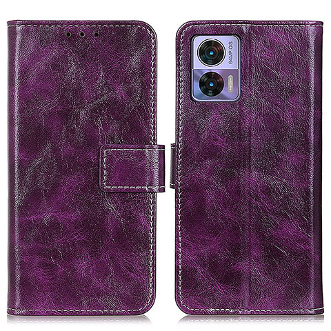 Funda de Cuero Cartera con Soporte Carcasa K04Z para Motorola Moto Edge 30 Lite 5G Morado