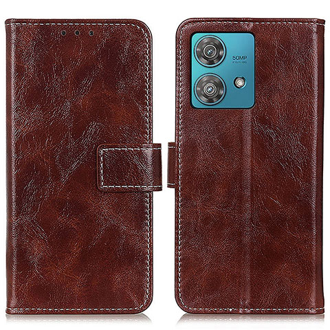 Funda de Cuero Cartera con Soporte Carcasa K04Z para Motorola Moto Edge 40 Neo 5G Marron