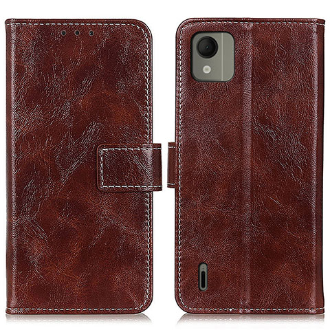 Funda de Cuero Cartera con Soporte Carcasa K04Z para Nokia C110 Marron