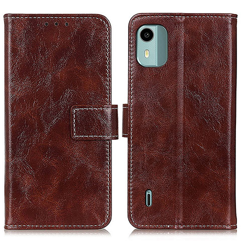 Funda de Cuero Cartera con Soporte Carcasa K04Z para Nokia C12 Marron