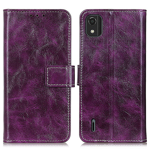 Funda de Cuero Cartera con Soporte Carcasa K04Z para Nokia C2 2nd Edition Morado