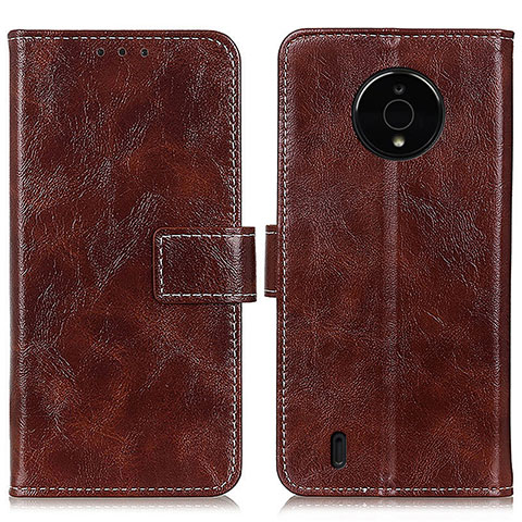 Funda de Cuero Cartera con Soporte Carcasa K04Z para Nokia C200 Marron