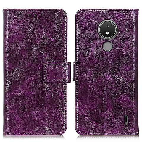 Funda de Cuero Cartera con Soporte Carcasa K04Z para Nokia C21 Morado