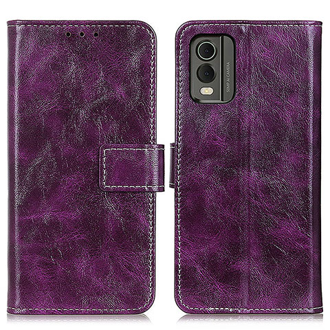 Funda de Cuero Cartera con Soporte Carcasa K04Z para Nokia C210 Morado