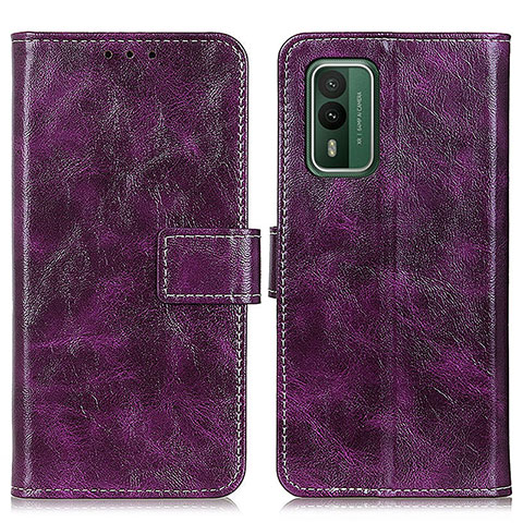 Funda de Cuero Cartera con Soporte Carcasa K04Z para Nokia XR21 Morado