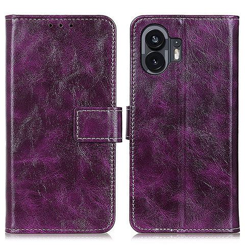 Funda de Cuero Cartera con Soporte Carcasa K04Z para Nothing Phone 2 Morado