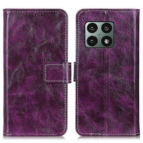 Funda de Cuero Cartera con Soporte Carcasa K04Z para OnePlus 10 Pro 5G Morado