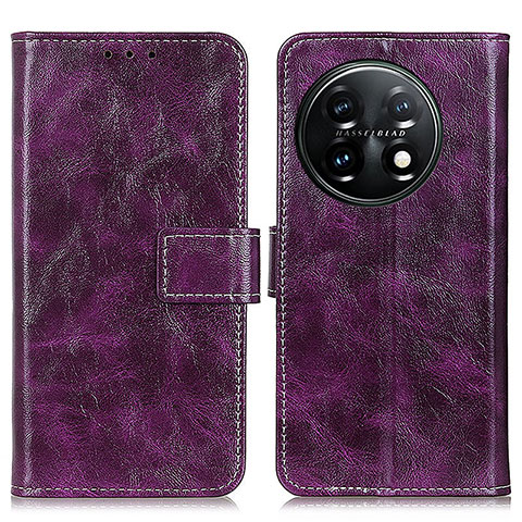 Funda de Cuero Cartera con Soporte Carcasa K04Z para OnePlus 11 5G Morado