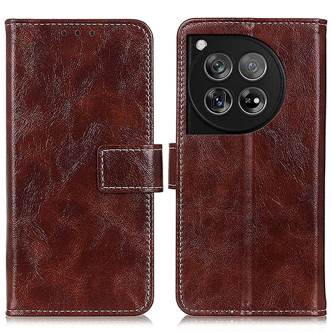 Funda de Cuero Cartera con Soporte Carcasa K04Z para OnePlus 12 5G Marron