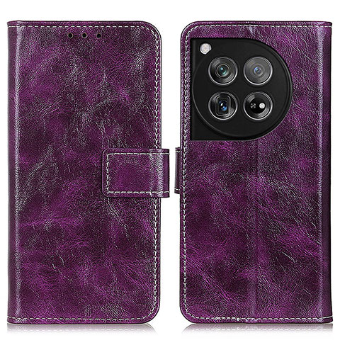 Funda de Cuero Cartera con Soporte Carcasa K04Z para OnePlus 12 5G Morado