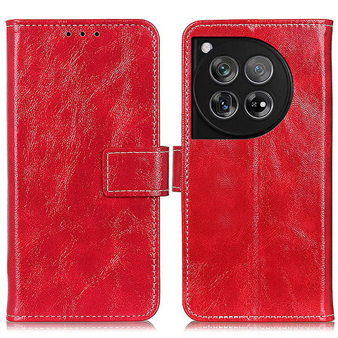 Funda de Cuero Cartera con Soporte Carcasa K04Z para OnePlus 12R 5G Rojo